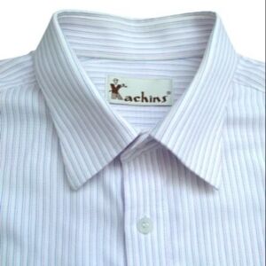 KACHINS Men's Cotton Custom Made Dress Shirt Stripes White Pink Blue